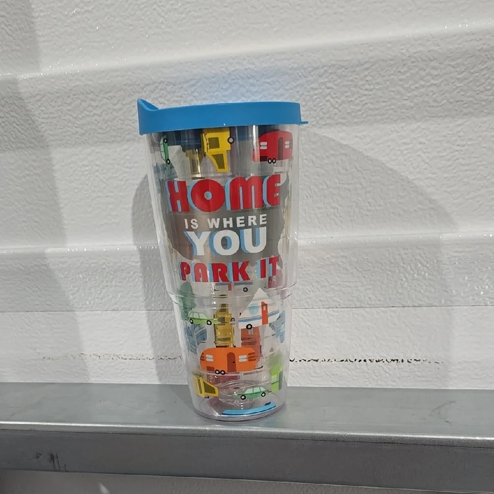 Colorful Travel Tumbler with‎ Blue Lid